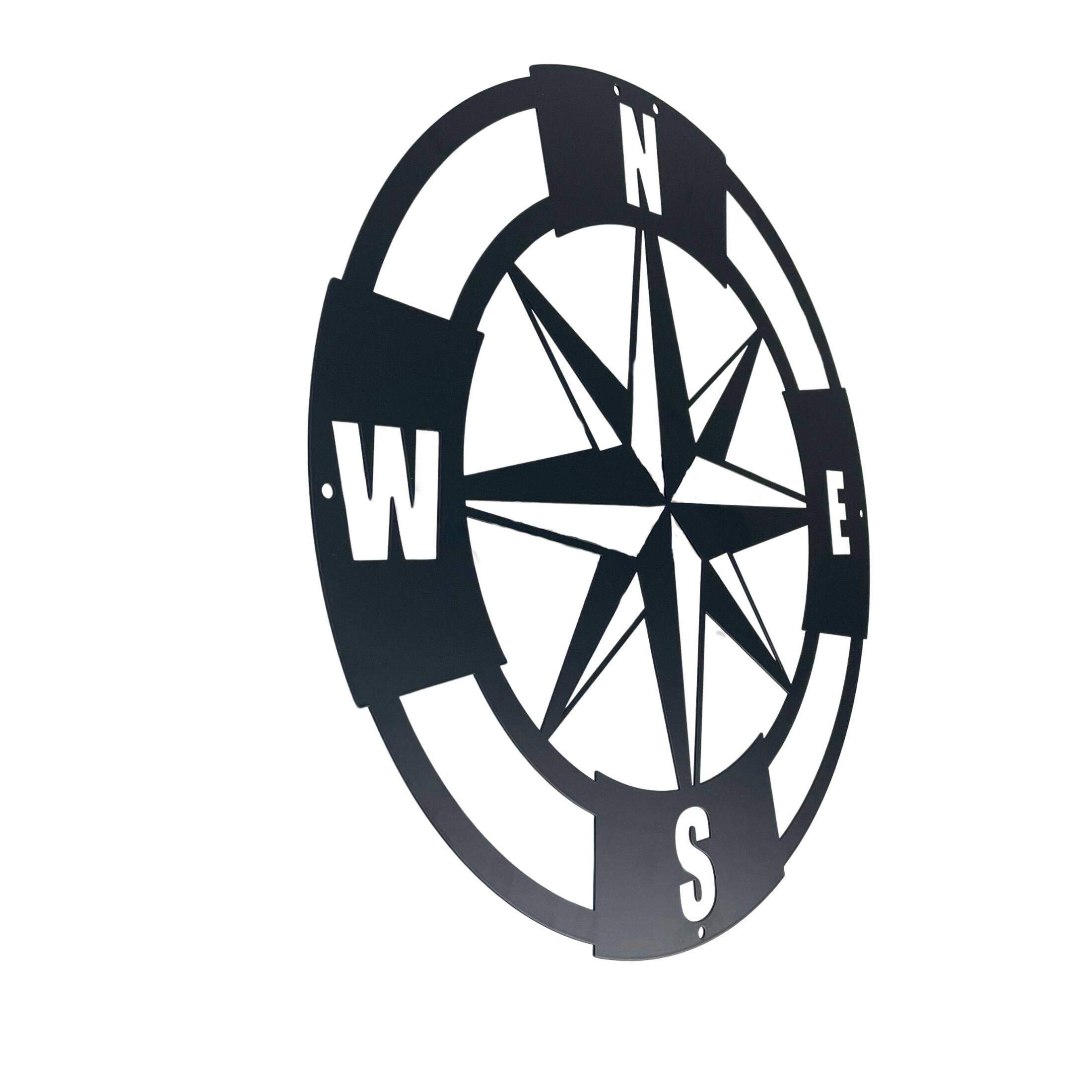 Alt View 1. Chesapeake Bay - Intricate Metal Compass Rose Wall Art – 15.5 Inch Diameter – Durable Laser-Cut Design – Perfect for Nautical Decor - Black.