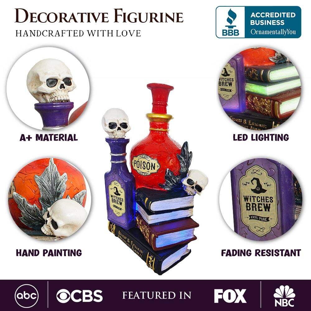 **Decorative Figurine**  
*Handcrafted with Love*

- **A+ Material**
- **Hand Painting**
- **LED Lighting**
- **Fading Resistant**

*Accredited Business*  
OrnamentallyYou

*Featured in*  
ABC | CBS | FOX | NBC