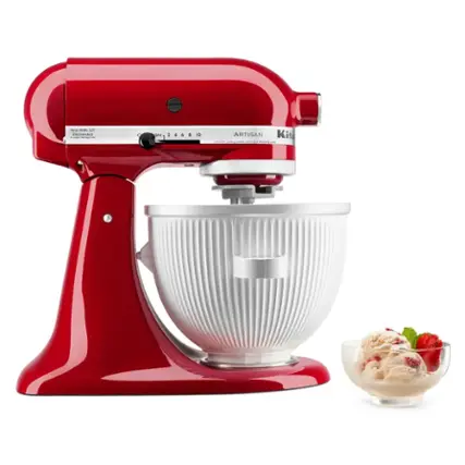 Front. KitchenAid - Ice Cream Maker Attachment, KSMICM - White.