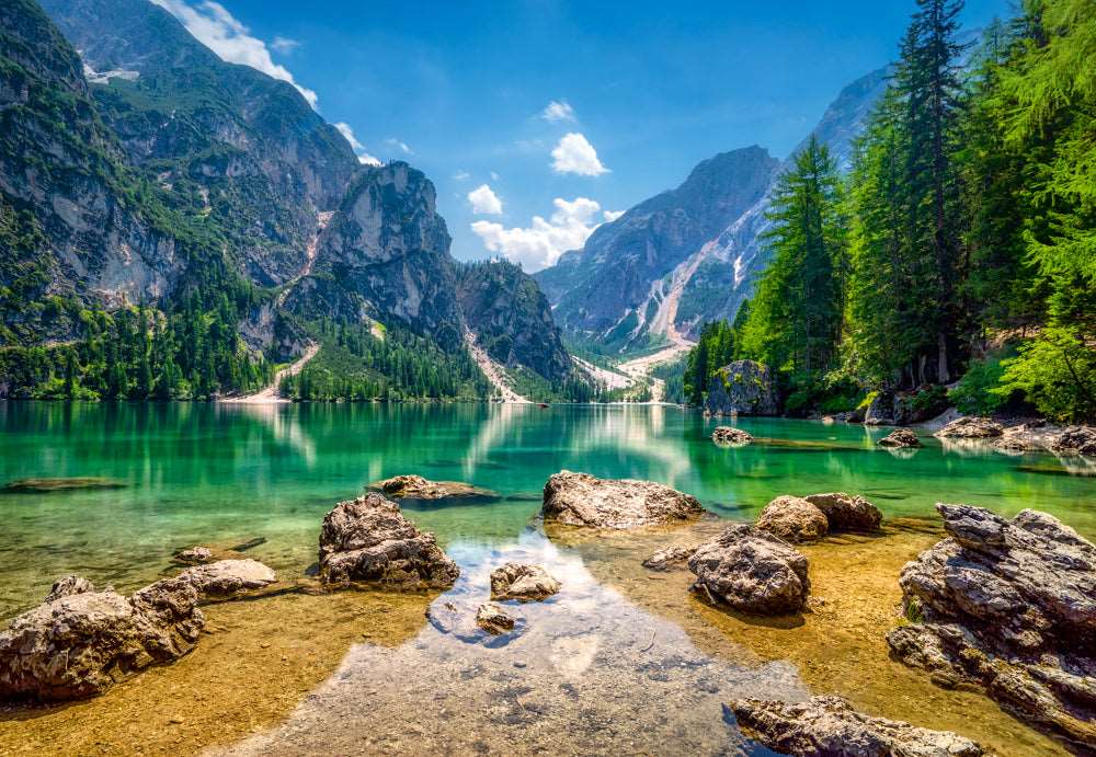 Angle. Castorland - CASTORLAND 1000 Piece Jigsaw Puzzle, Steam Train, Heaven's Lake, Pragser Wildsee in the Dolomites, Italy,  C-103416-2 - Red.