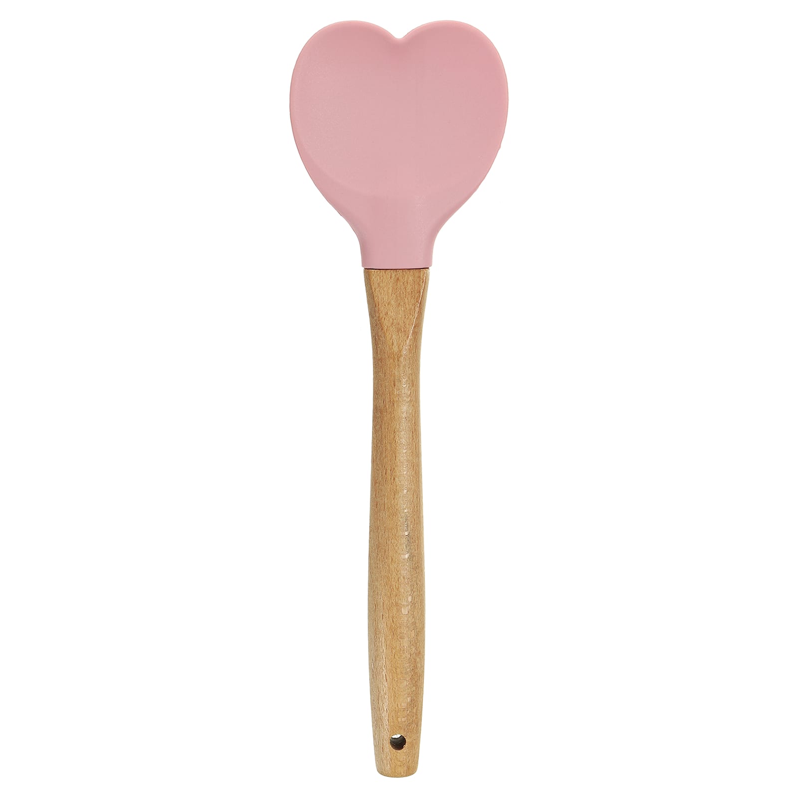Unique Bargains - 1pc Silicone Spatula w/ Wood Handle, Heart-Shaped Heat-Resistant Non-Stick Cake Scraper for Baking - Pink
