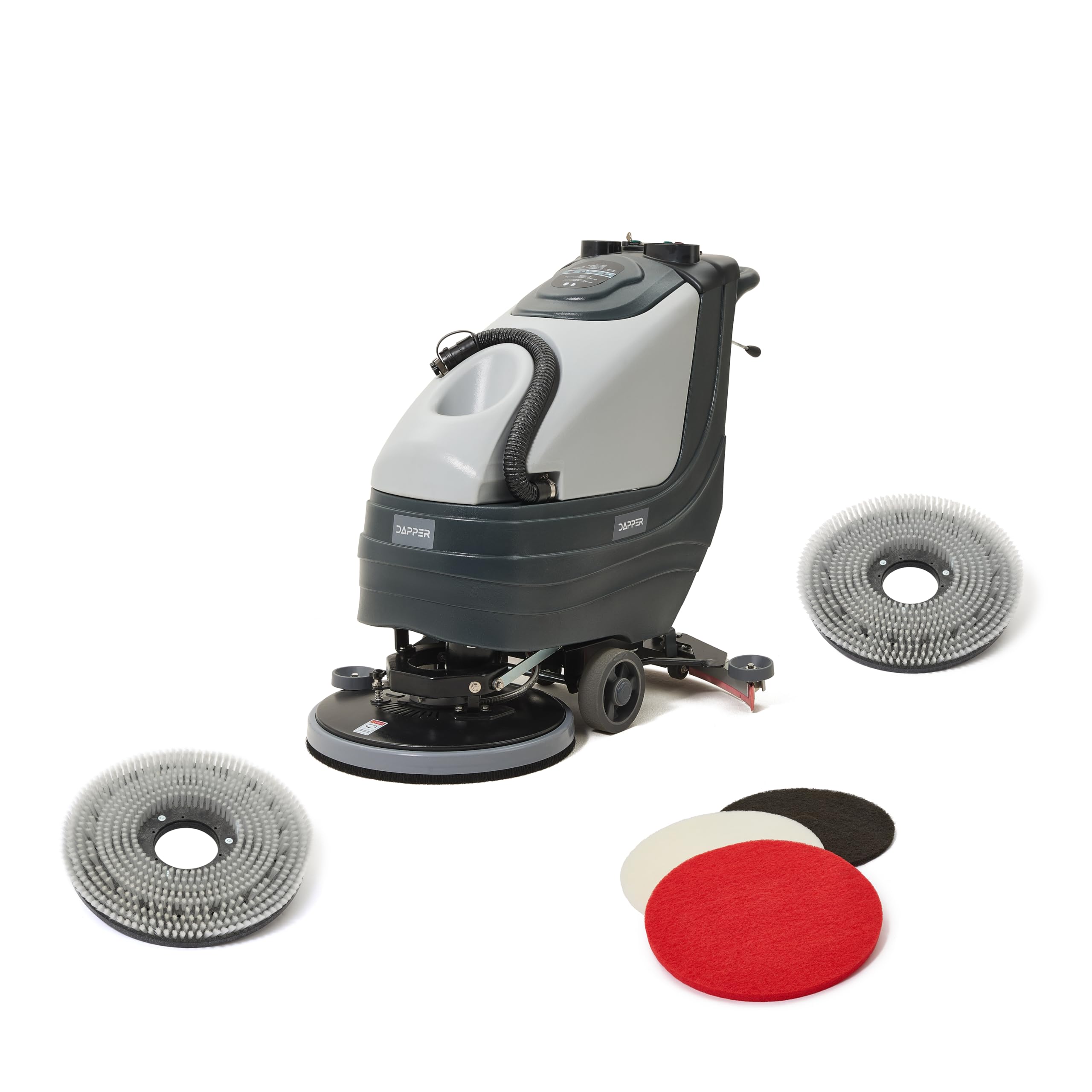 Alt View 4. Dapper Supply - Battery Powered Walk Behind Floor Scrubber 19 Brush 30 Squeegee 13 5 Gal Tank 220 RPM Hard Soft Brushes 3 Pads - Grey.