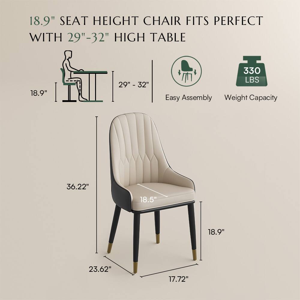 18.9" SEAT HEIGHT CHAIR FITS PERFECT WITH 29"-32" HIGH TABLE

Easy Assembly

Weight Capacity: 330 LBS

Dimensions:
- Height: 36.22"
- Seat Height: 18.9"
- Seat Width: 18.5"
- Seat Depth: 18.9"
- Back Height: 23.62"
- Width: 17.72"