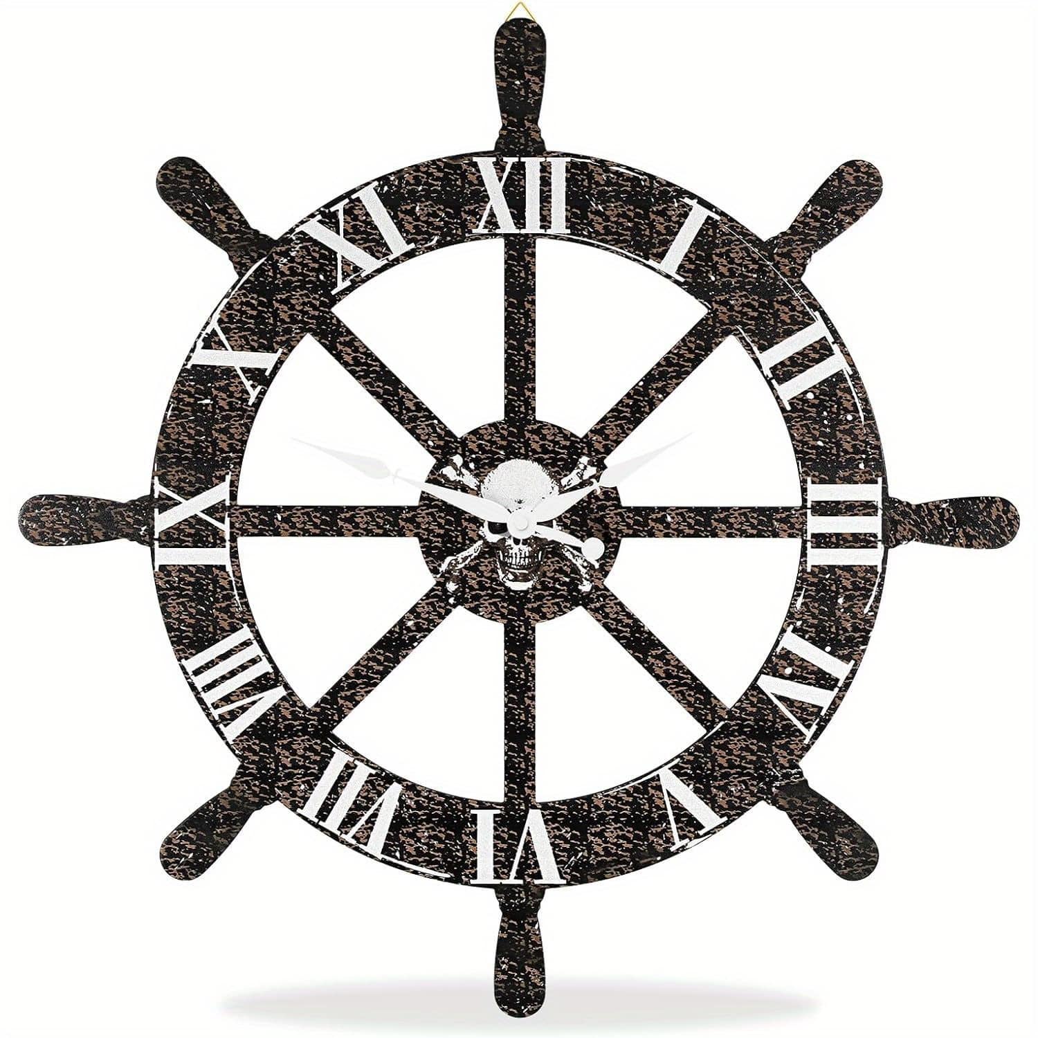 Oumilen - 23" Nautical Ship Wheel Wall Clock - White