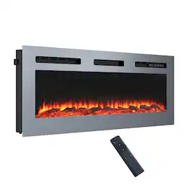 Mondawe - 50" Stainless Steel Electric Fireplace - Silver