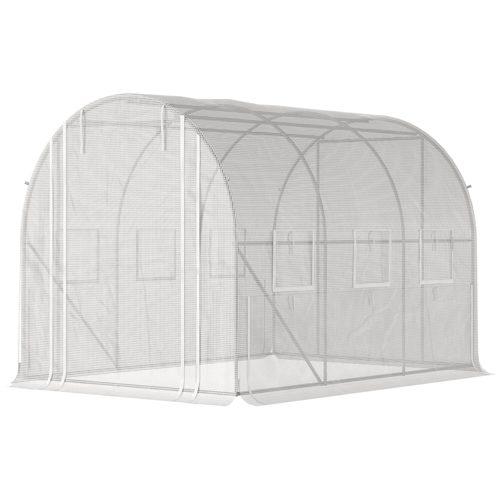 Alt View 8. Outsunny - 9.7' x 6.5' x 6.5' Walk-in Tunnel Greenhouse, Outdoor Green House with Anti-Tear PE Cover - White.