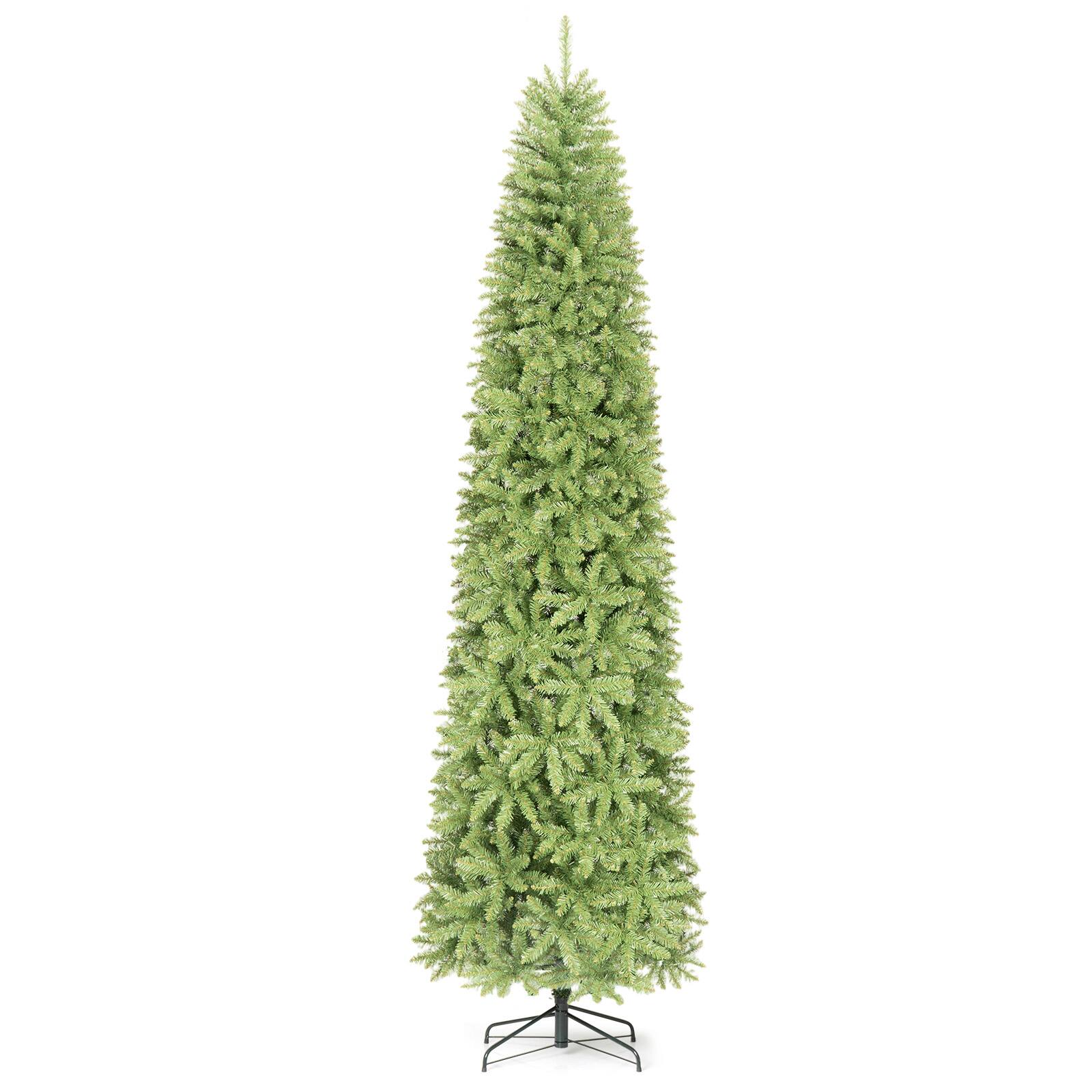 Alt View 9. Gymax - Gymax 9 FT Artificial Pencil Christmas Tree w/1443 Lush Branch Tips & Metal Stand Green - Green.