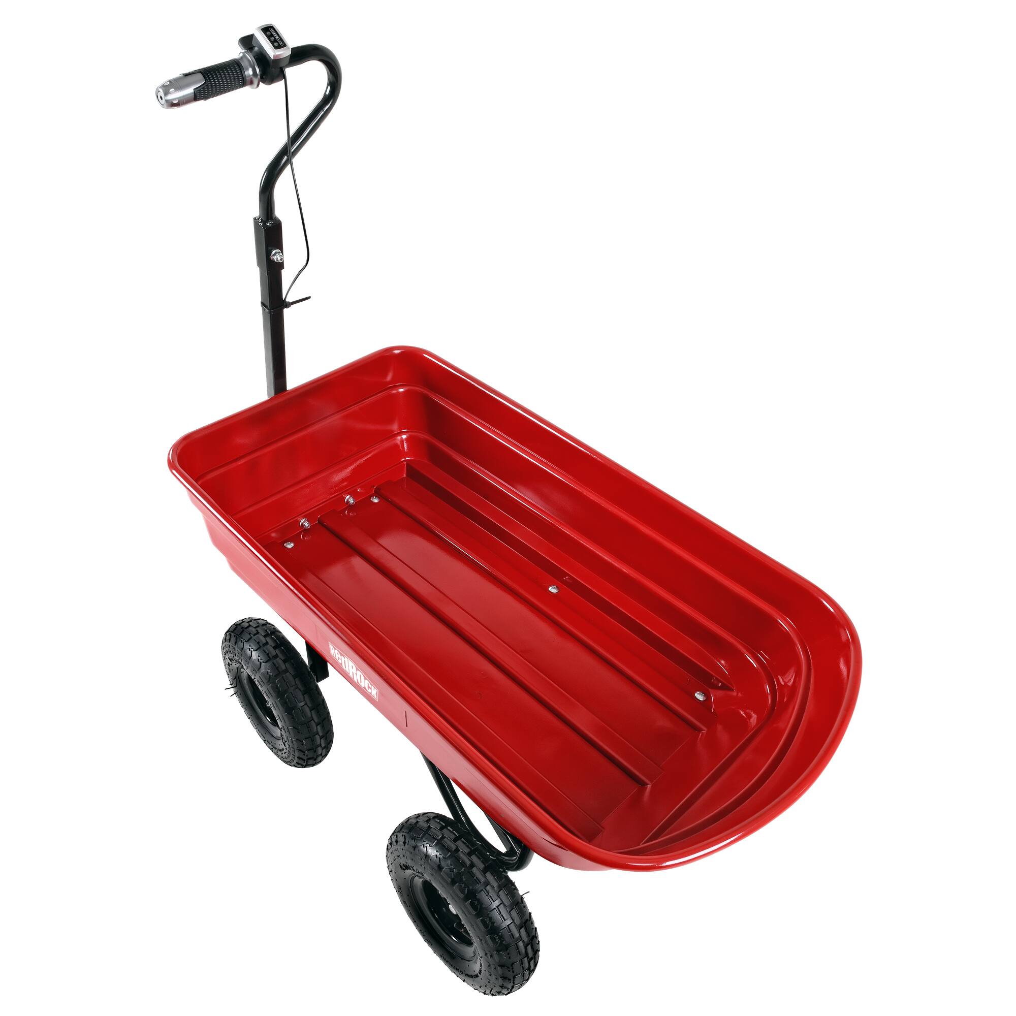 Left. COWLOWN - 24V 180W Electric 4 Wheel Garden Cart 264 lb 75L 26 cu ft Black Red - Black Red.