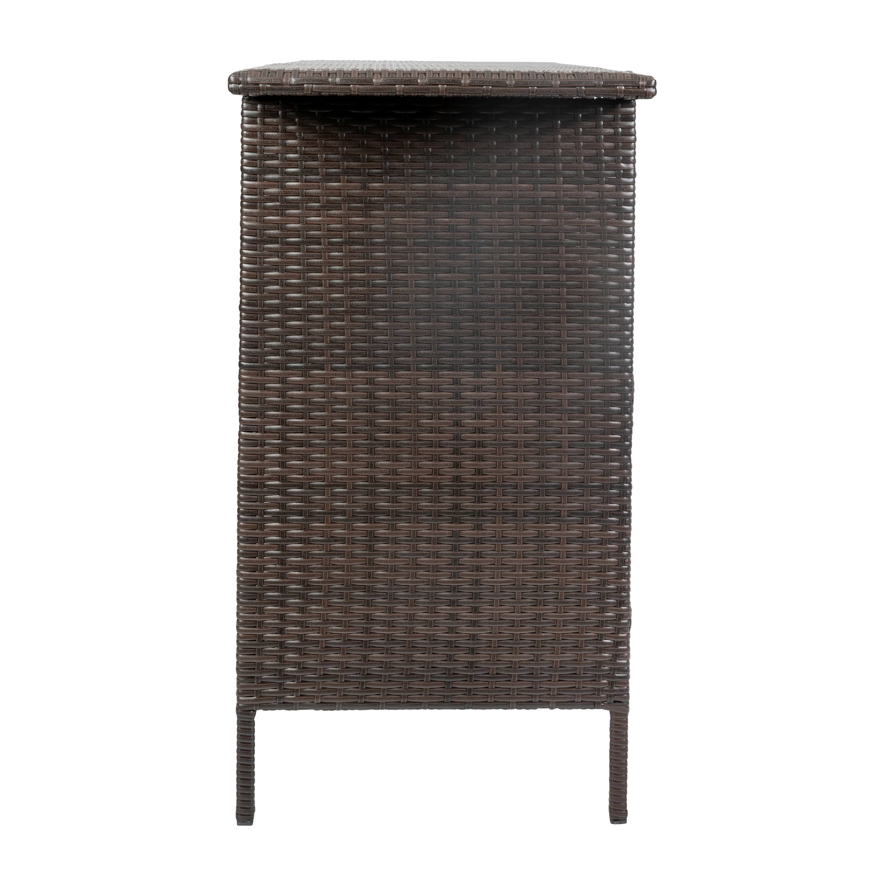 Alt View 8. Emma + Oliver - Melfi Wicker Rattan Counter Height Bar Table for Indoor/Outdoor Use with Inner Shelf and Bar Top - Brown.