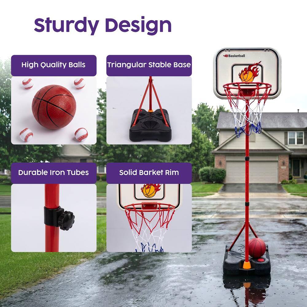 Sturdy Design  
High Quality Balls  
Triangular Stable Base  
Durable Iron Tubes  
Solid Basket Rim