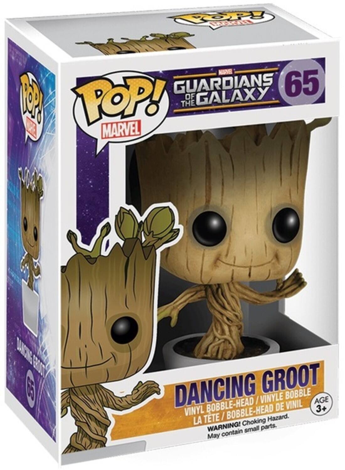 POP! MARVEL GUARDIANS OF GALAXY 65
DANCING GROOT
VINYL BOBBLE-HEAD / VINYLE BOBBLE-HEAD DE VINIL
LA TETE / BOBBLE-HEAD
AGE 3+
WARNING! Choking Hazard. May contain small parts.