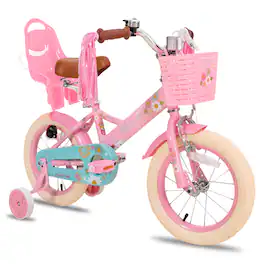 JOYSTAR - Little Daisy Kids Bike for Girls Boys Ages 2-4, Children's Bicycle with Doll Seat & Streamers, 12" - Pink