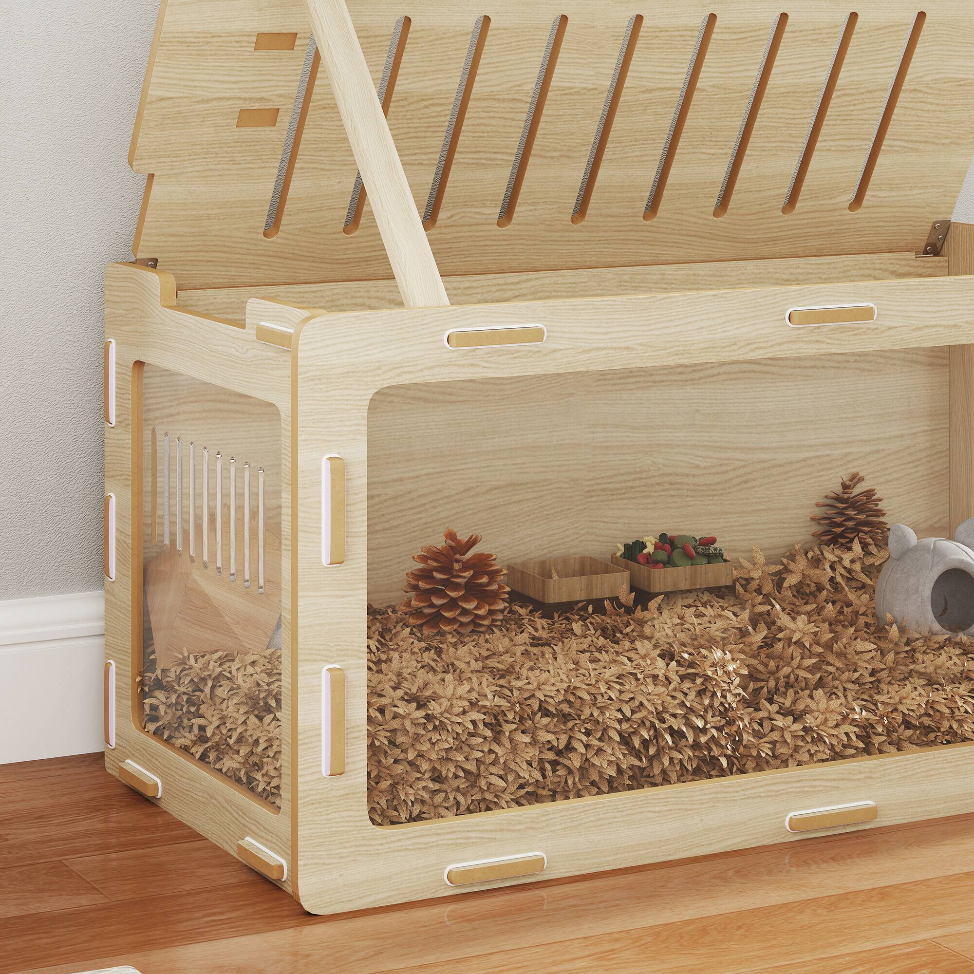 Alt View 4. Pawhut - Hamster Cage with Easy View Acrylic Panels, Small Animal Cage with Air Vents & Openable Roof, Dwarf, Gerbil.
