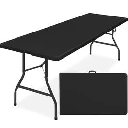Best Choice Products - 8ft Plastic Folding Table, Indoor Outdoor Heavy Duty Portable w/ Handle, Lock for Picnic - Black