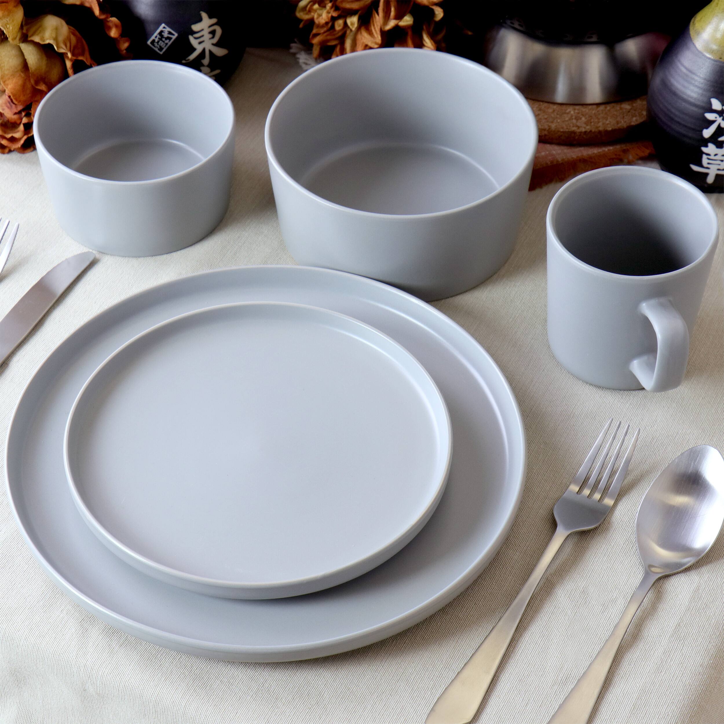 Alt View 8. Elama - Elama Luxmatte Light Grey 20 Piece Dinnerware Set - Light Gray.