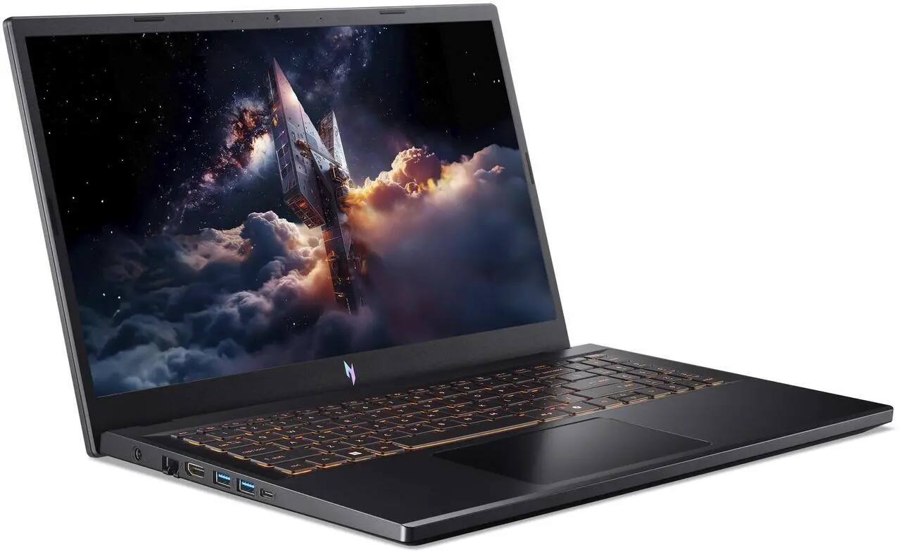 Angle. Acer - Nitro V 15 Gaming Laptop – Intel Core i9-13900H RTX 5060 15.6" FHD 165Hz 32GB DDR5 RAM 1TB SSD – Model ANV15-52-90QH - Black.