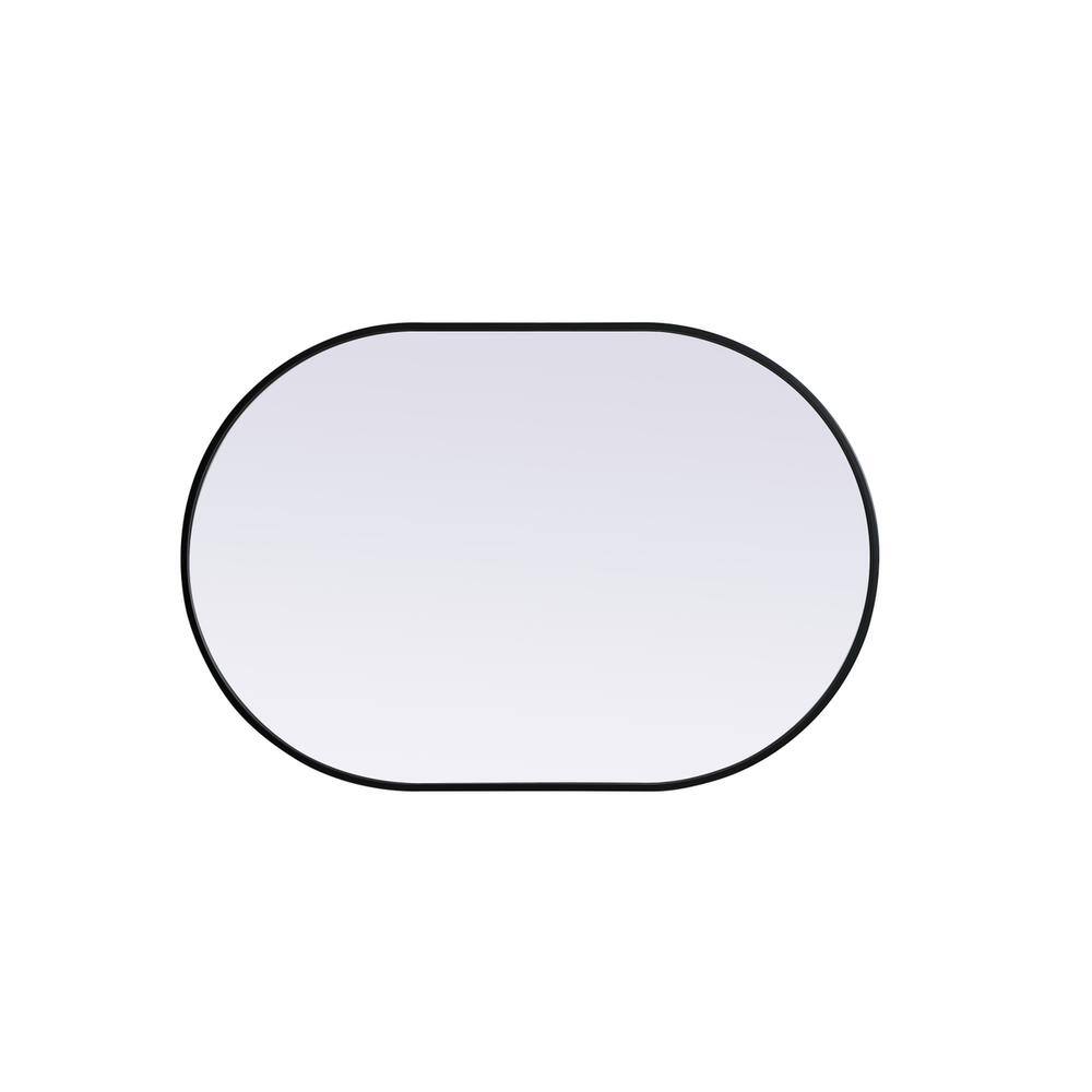Back. Elegant Decor - Metal Frame Oval Mirror 27x40 Inch in Black - Black.