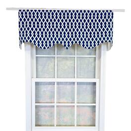 RLF Home - 100% Cotton Jewel Regal Fully lined Windows Rod Pocket Valance 50" x 17" - Navy