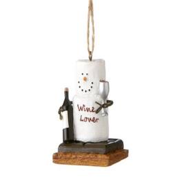 Ganz - Smores Marshmallow Snowman Wine Lover Resin Christmas Tree Ornament 2 inch - White