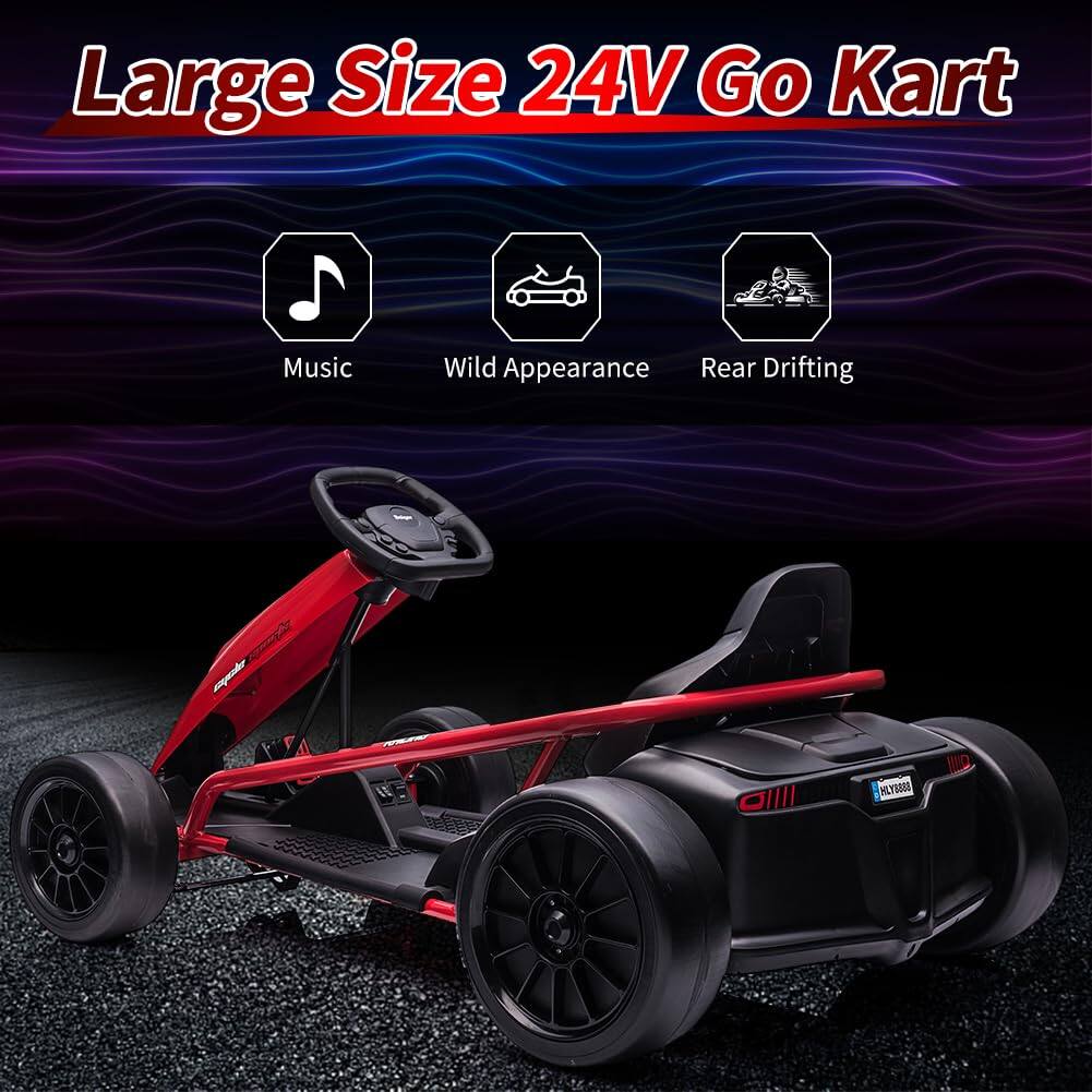 Large Size 24V Go Kart

- Music
- Wild Appearance
- Rear Drifting