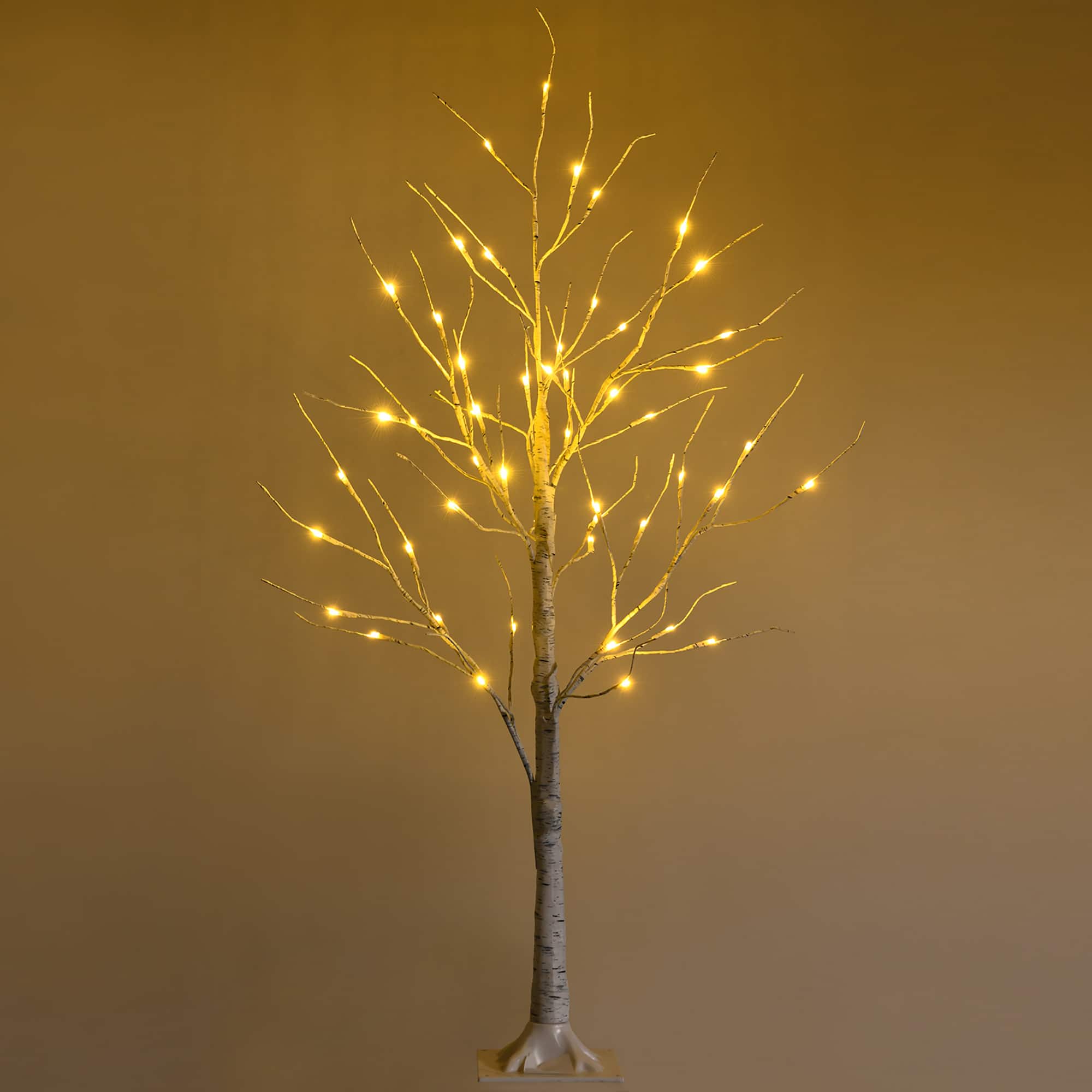 Front. Costway - 4ft Pre-lit Twig Birch Tree for Christmas Holiday with 48 LED Lights - White.