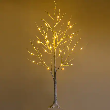 Front. Costway - 4ft Pre-lit Twig Birch Tree for Christmas Holiday with 48 LED Lights - White.