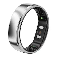 Front. RINGCONN - Gen 2 Air Ultra-Thin Smart Ring with Health Tracking, AI for Proactive Wellness, Size 12 - Galaxy Silver.