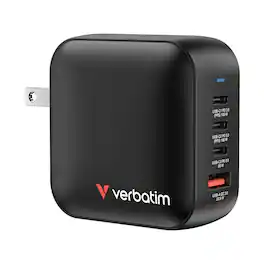Verbatim - 100W 4-Port USB Mini GaN Wall Charger - Black