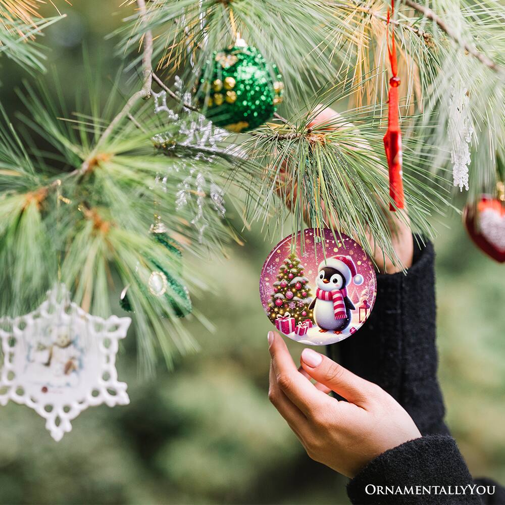 Alt View 1. OrnamentallyYou - Glistening Winter Penguin Pink Themed Ornament Adorable Arctic Christmas Gift and Decor - Multi-colored.