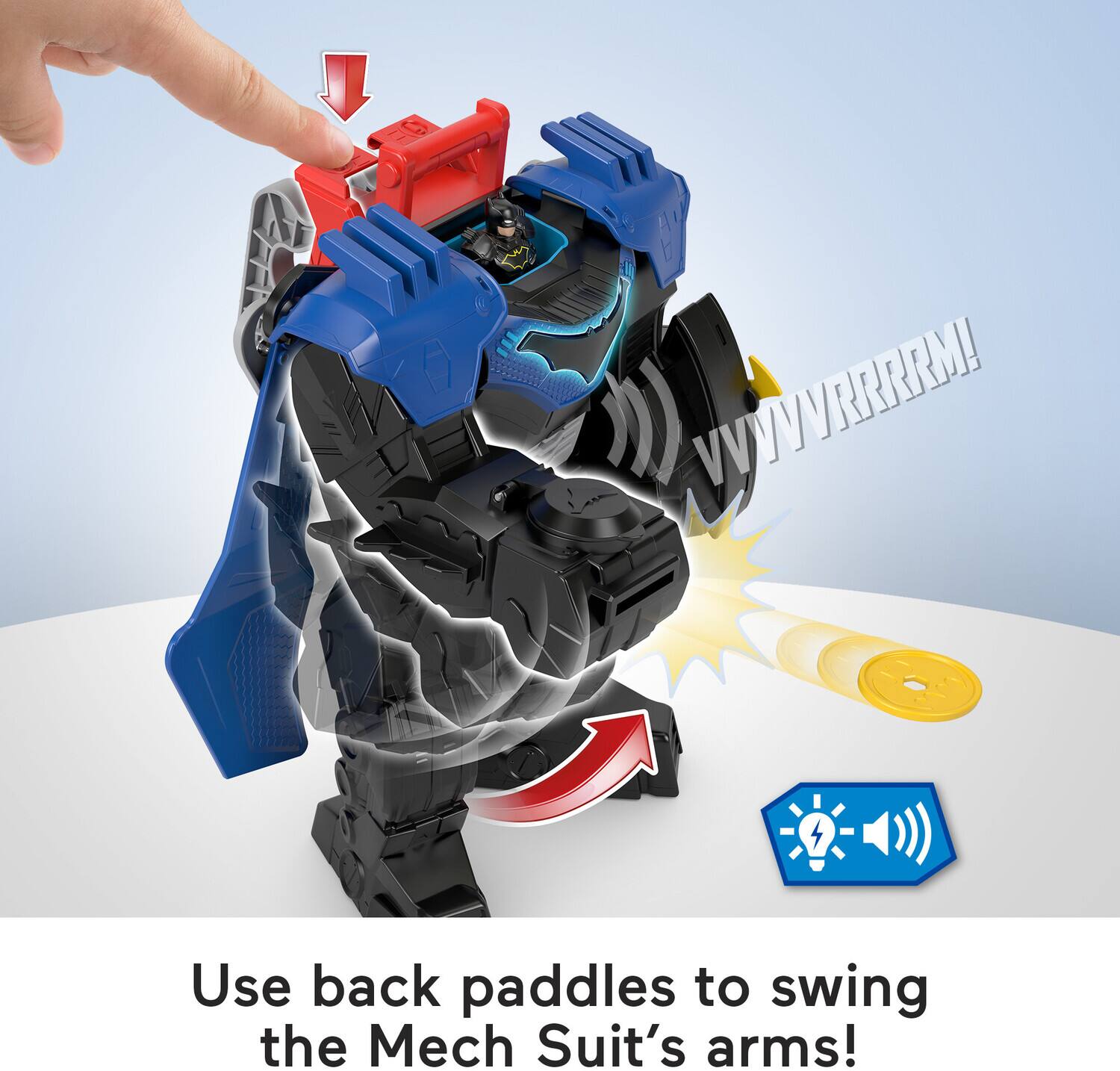 Use back paddles to swing the Mech Suit's arms!