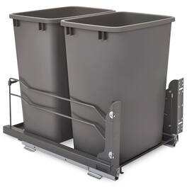 Rev-A-Shelf - Double Pullout Trash Cans 35 qt. with Soft-close, 53WC-1835SCDM-213 - Orion Gray