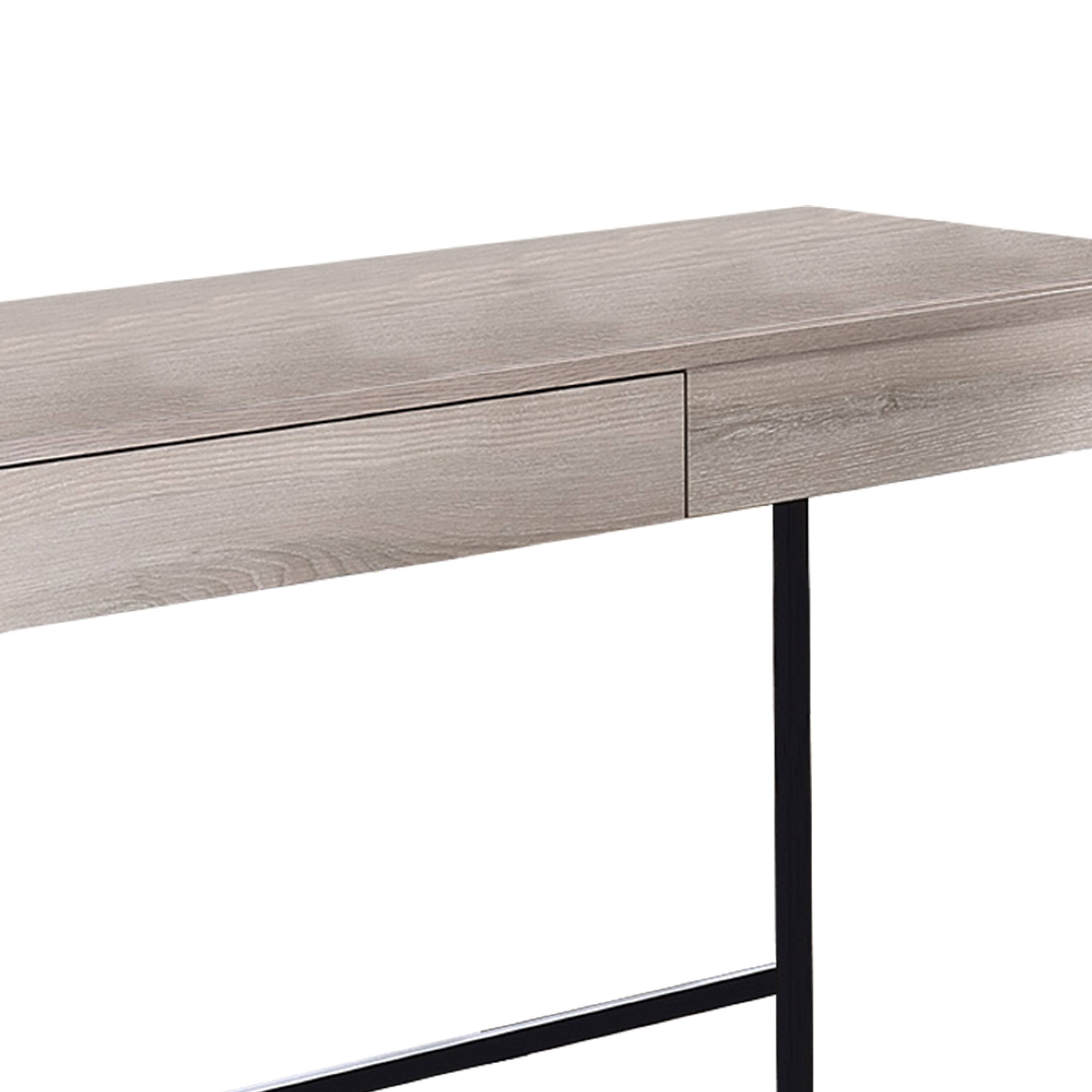 Back. Manhattan Lane - Wooden Desk with 2 Drawers and Metal Frame, Washed White and Black - White and Black.