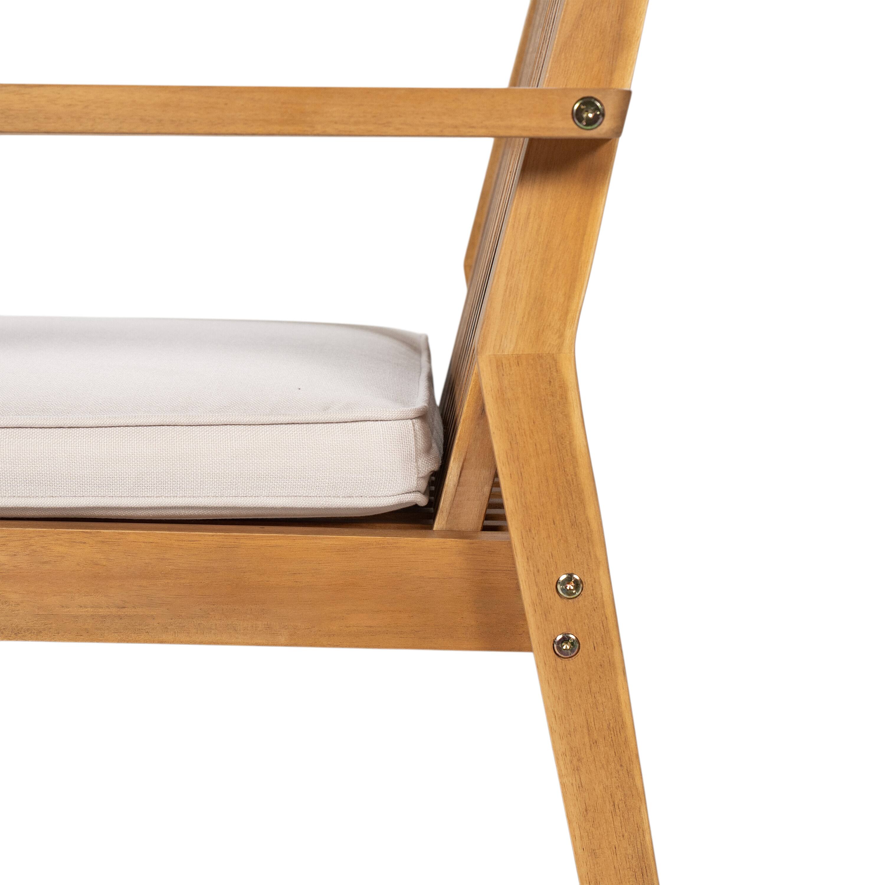 Alt View 8. Mondawe - 5 - Piece Patio Furniture Set Acacia Wood Table and 4 Heavy-Duty Cushioned Chairs - Beige+Natural.