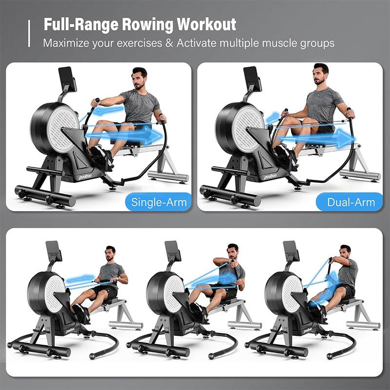Full-Range Rowing Workout  
Maximize your exercises & Activate multiple muscle groups  

Single-Arm  
Dual-Arm