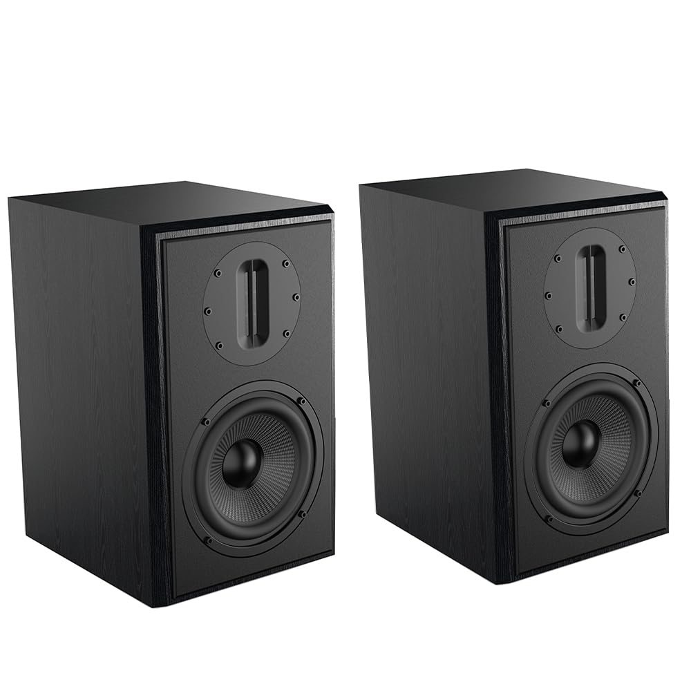 Dazzling Pops - Passive Bookshelf Speakers Magnetically Shielded Woofer And es Ribbon Tweeter Wood Color Pair - Needs - Default