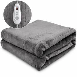 RYHNUYNE - Heated Blanket 50" x 60" – Microplush Flannel Electric Throw with 10 Heat Levels & 1-12H Auto-Off, Grey - Gray