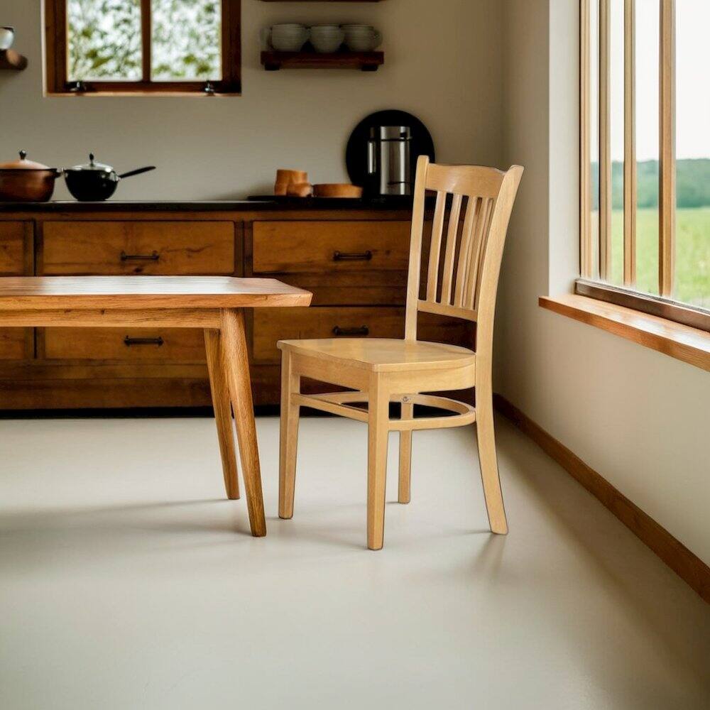 Left. FurniFact - Elegant Wooden Dining Chairs Set of 2 Sturdy Kitchen and Dining Chairs - Oak.
