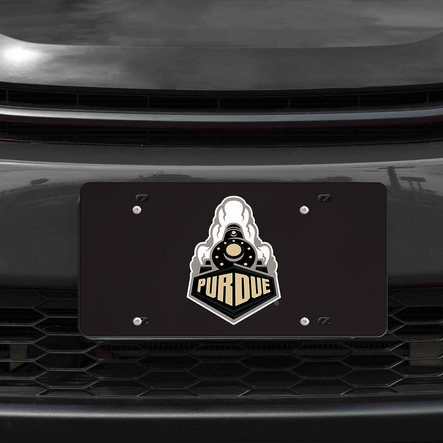 Alt View 1. Rico Industries - Purdue Boilermaker's Black Mirror Look Acrylic License Plate Laser Tag - Multi.