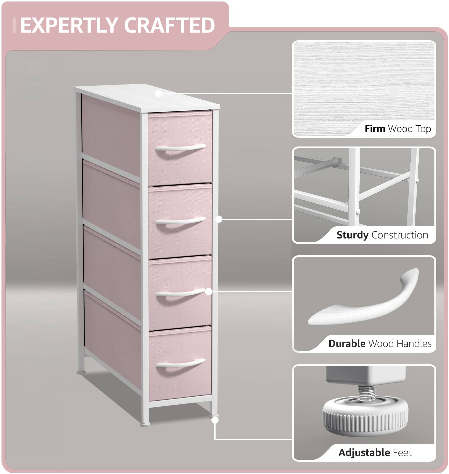 EXPERTLY CRAFTED

- Firm Wood Top
- Sturdy Construction
- Durable Wood Handles
- Adjustable Feet