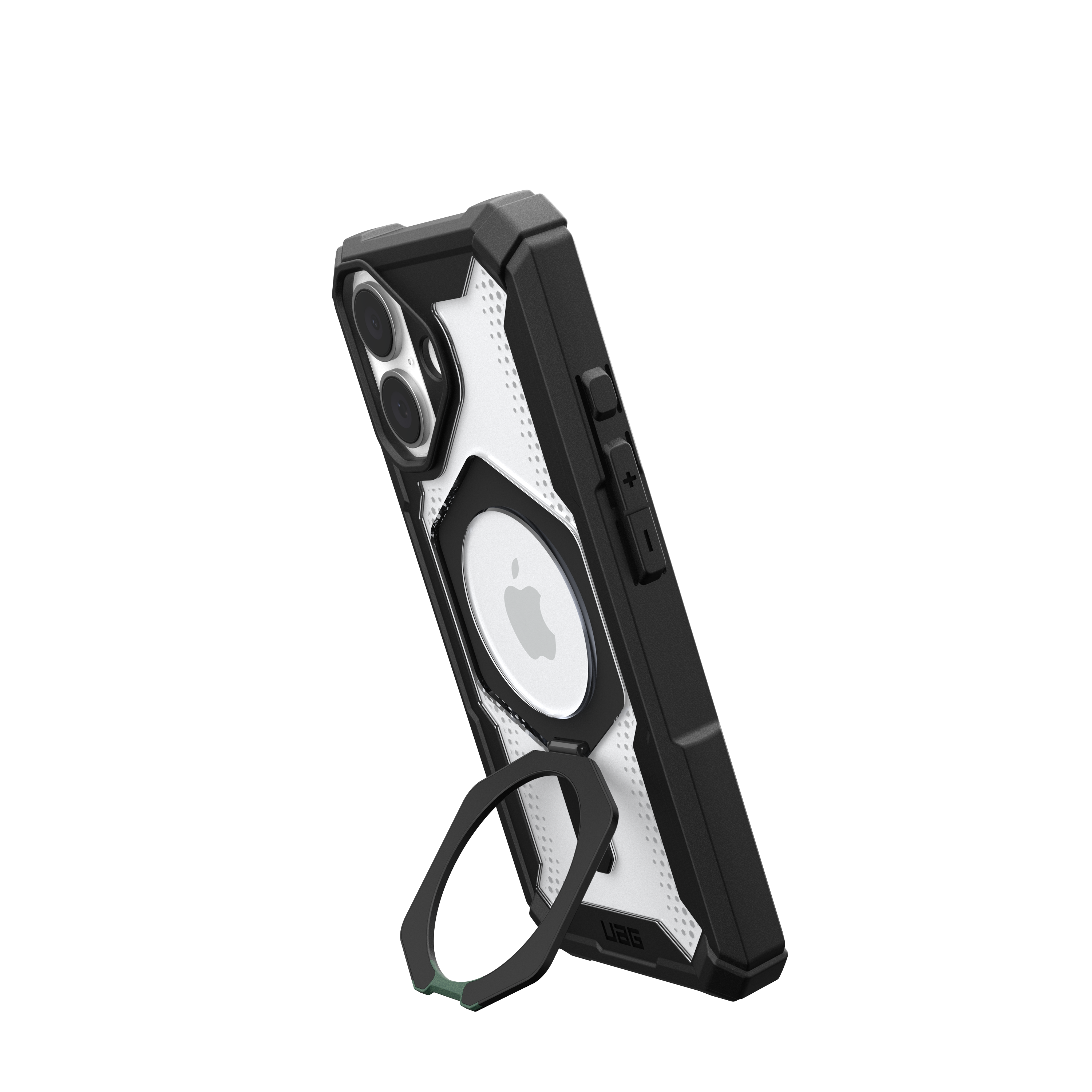 Angle. UAG - Plasma XTE Series Case with Magsafe for Apple iPhone 16 - Black/Clear.