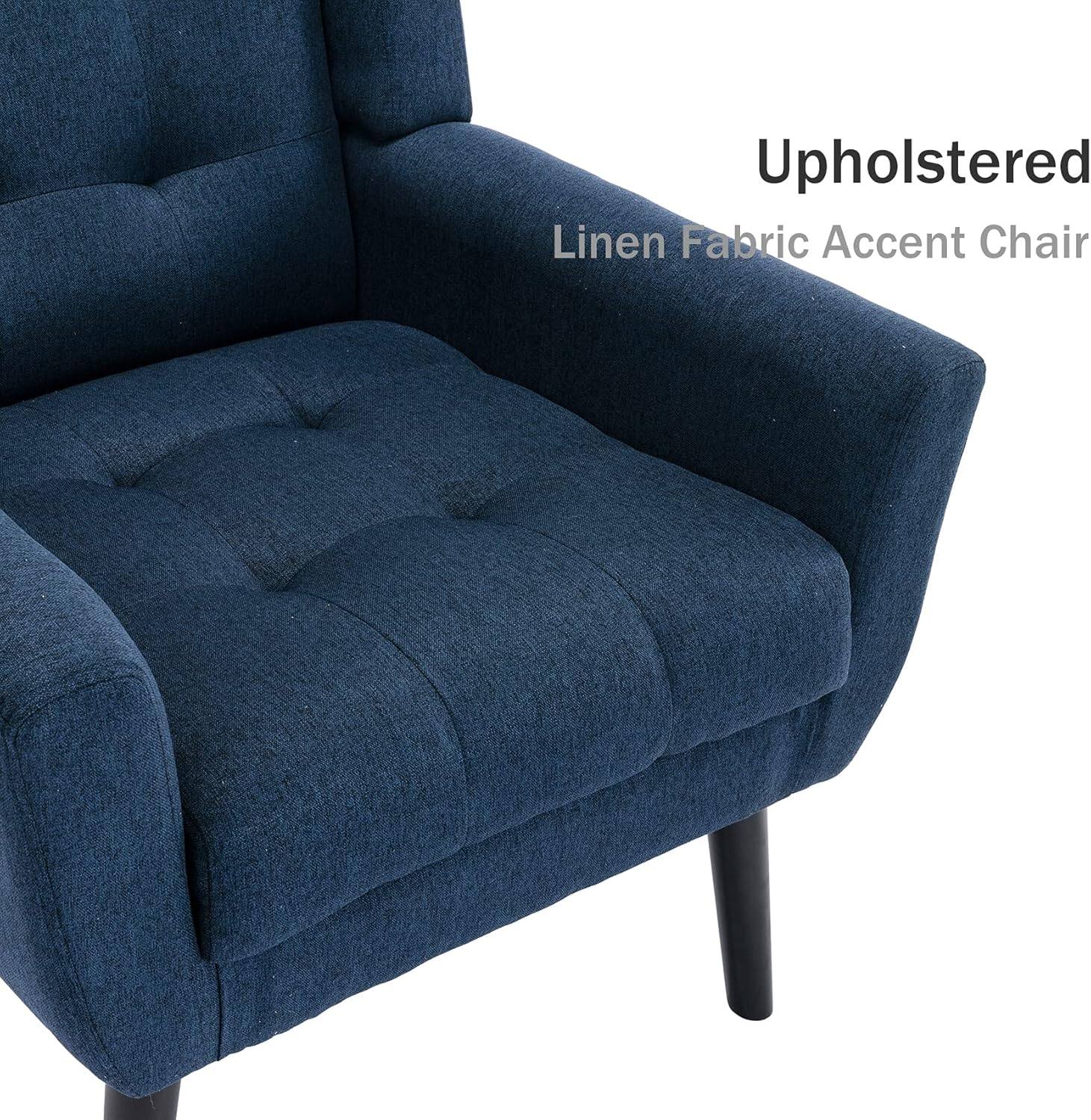 Upholstered Linen Fabric Accent Chair