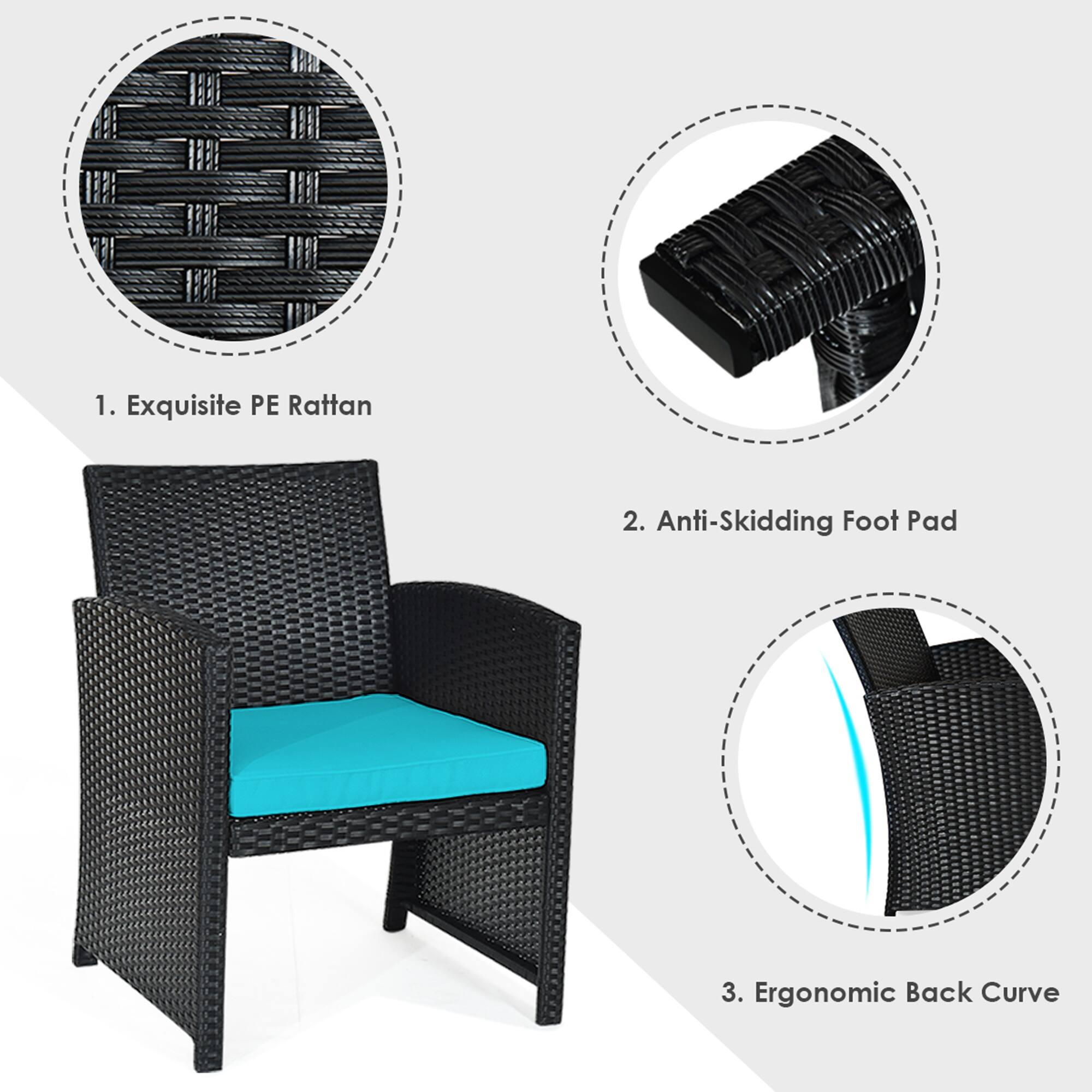BEEE 1. Exquisite PE Rattan 2. Anti-Skidding Foot Pad 3. Ergonomic Back Curve