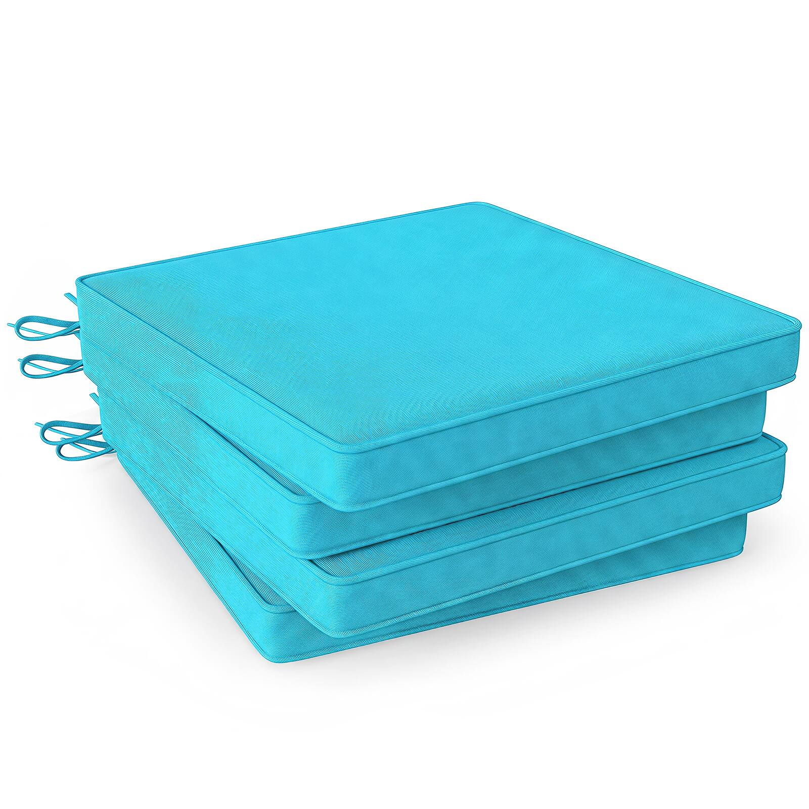 Costway - 20" Patio Cushion Set of 4 with Breathable & Fade-resistant Olefin Fabric Cover - Turquoise