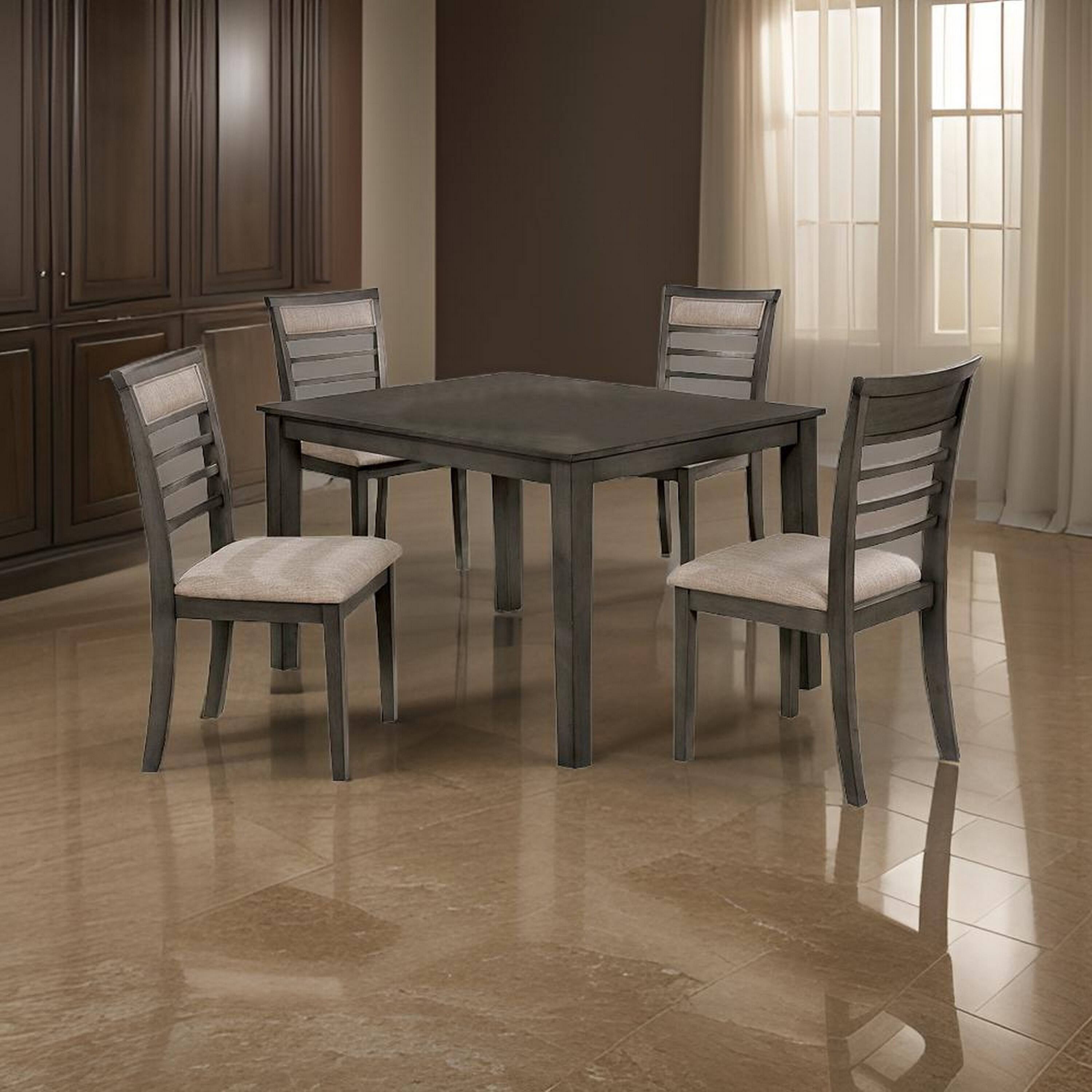 Alt View 5. Manhattan Lane - 5 Piece Wooden Dining Table Set In Weathered Brown - Brown.