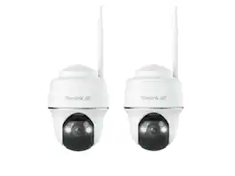 Reolink - 2Pcs Argus PT Ultra 4K 8MP Wireless 360° WiFi Battery Camera Spotlights Person/Vehicle Detection Security Camera - White