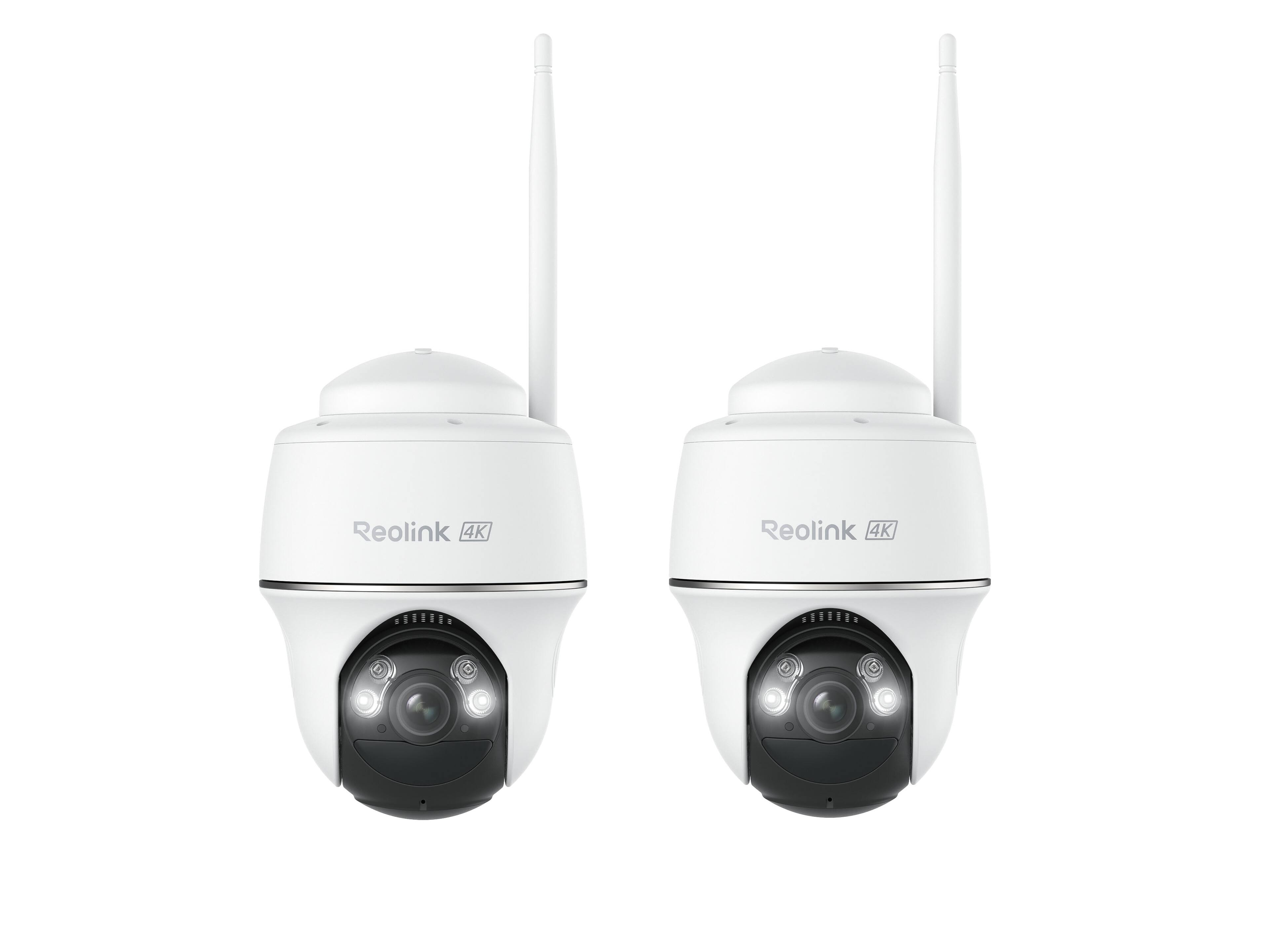 Reolink - 2Pcs Argus PT Ultra 4K 8MP Wireless 360° WiFi Battery Camera Spotlights Person/Vehicle Detection Security Camera - White