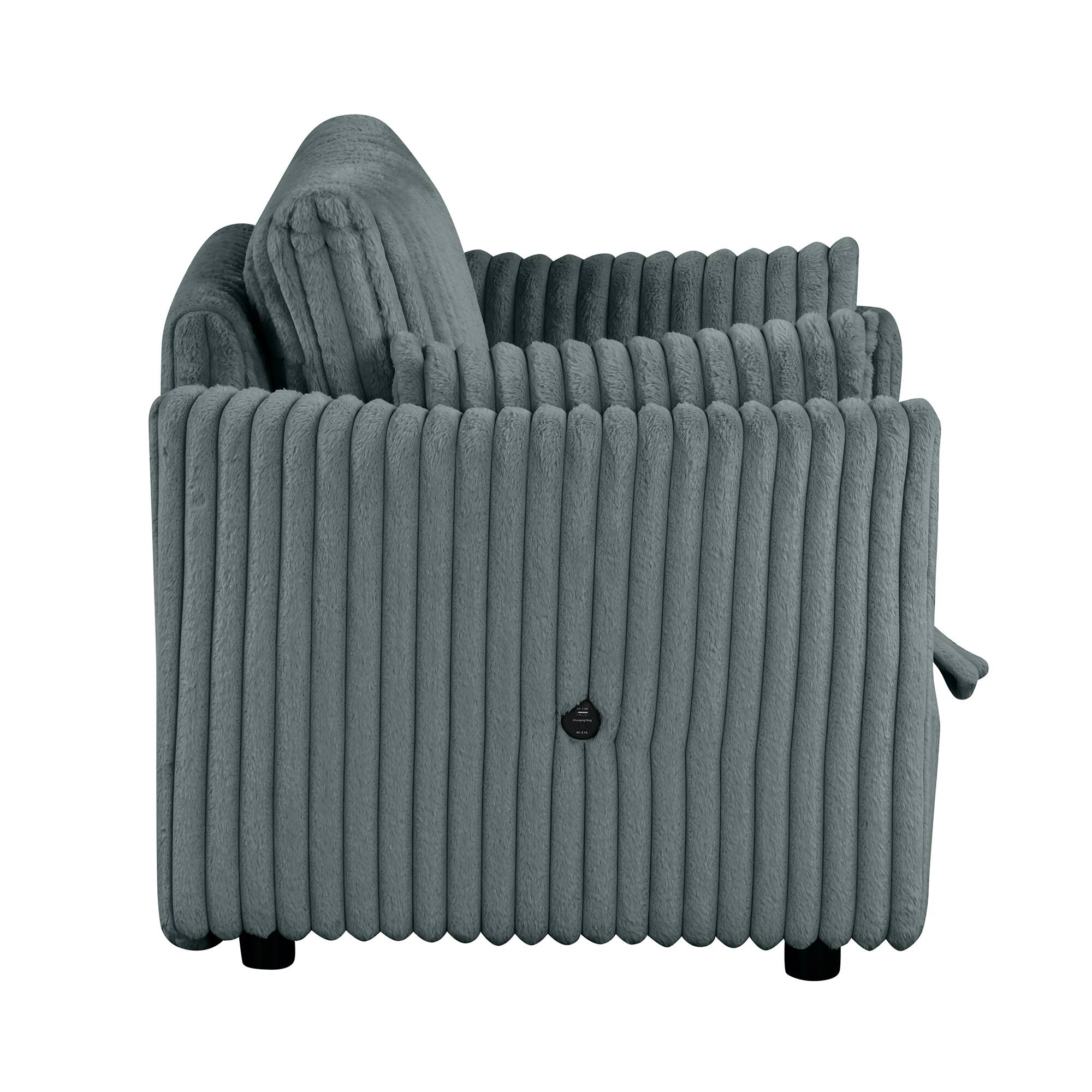 Alt View 2. Vaczon - Pull-Out Sleeper Chair Bed with USB Charging, Convertible Lounge Sofa Chair for Small Spaces, Includes 2 Pillows - Teal Gray.
