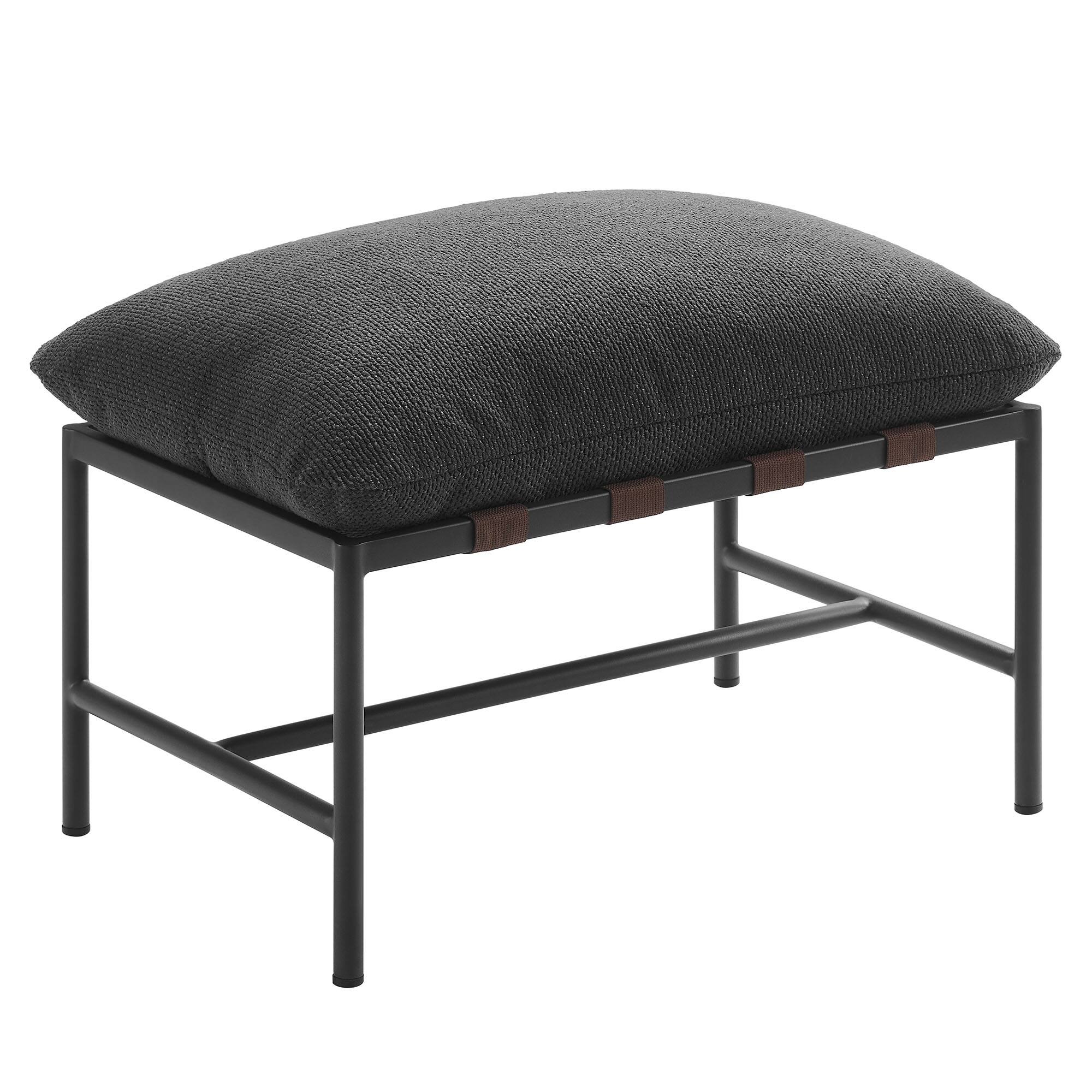 Angle. Modway - Raya Outdoor Patio Boucle Ottoman by Modway - Charcoal.
