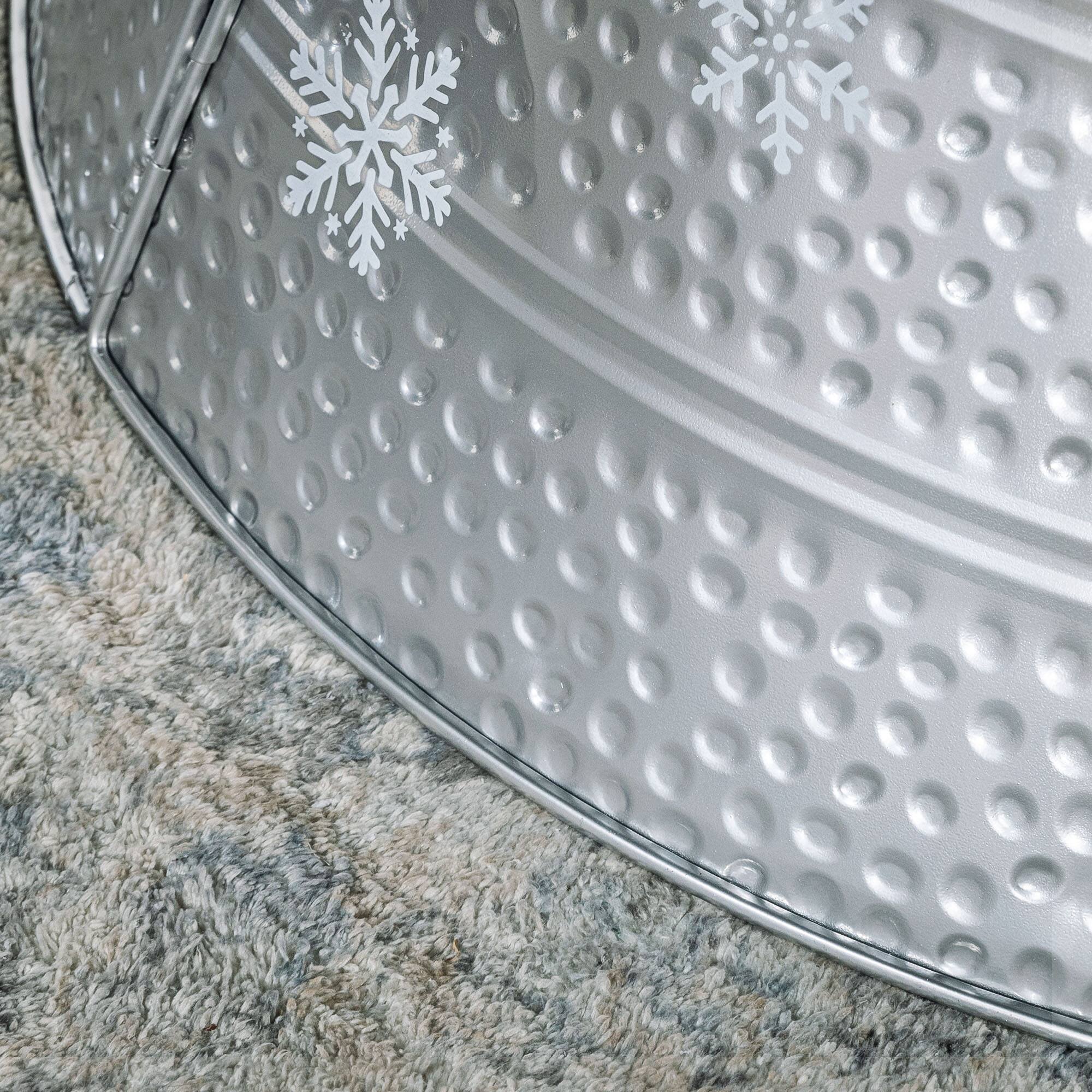 Alt View 7. Homcom - Steel Christmas Tree Collar Ring Skirt, 26x26x9 Inch Home Decoration - Silver.