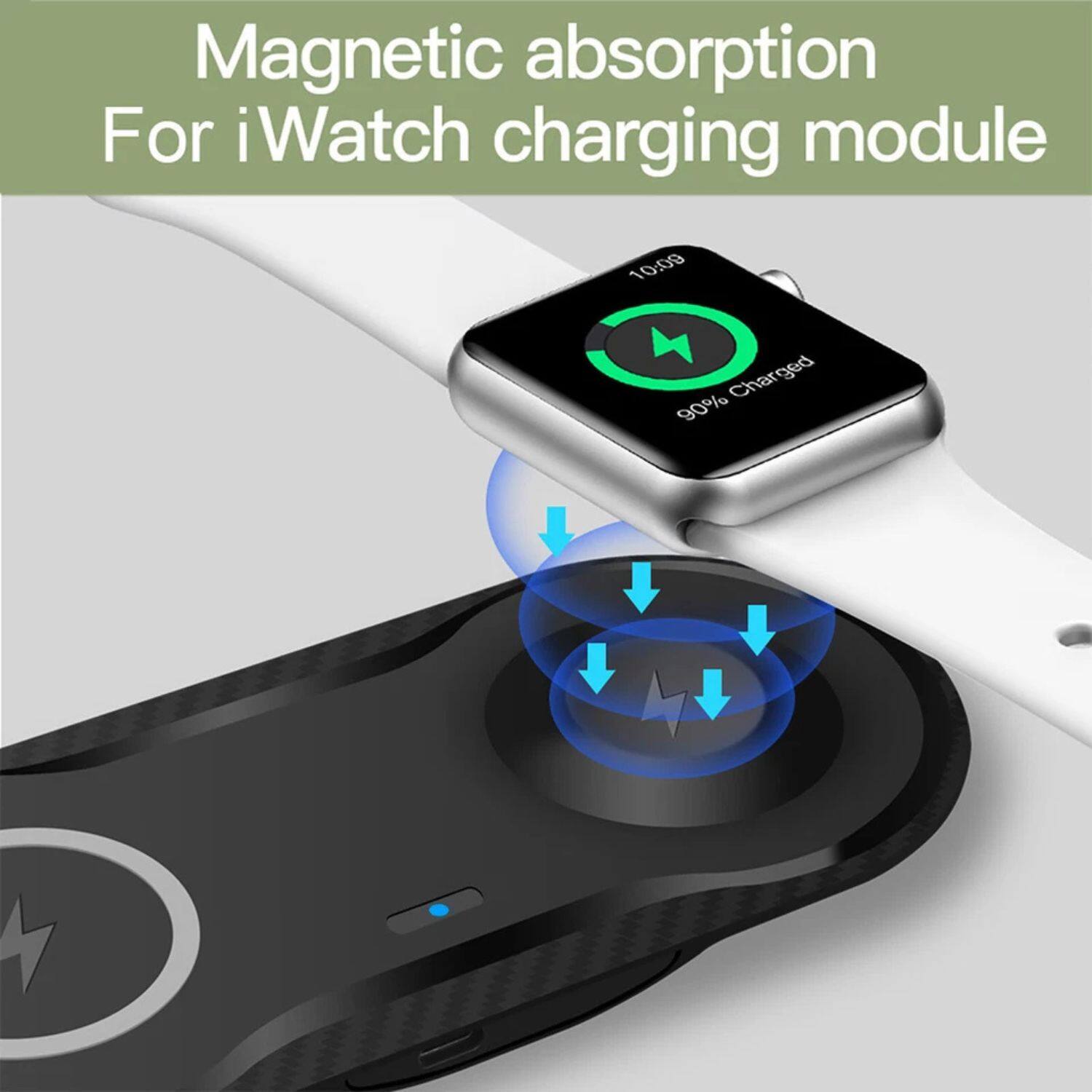Magnetic absorption  
For iWatch charging module  

10:09  
90% Charged